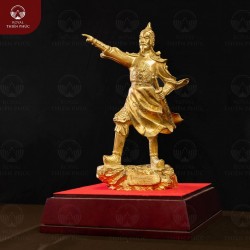 Tượng Trần Quốc Tuấn đứng chỉ tay cao 25cm bằng đồng catut 