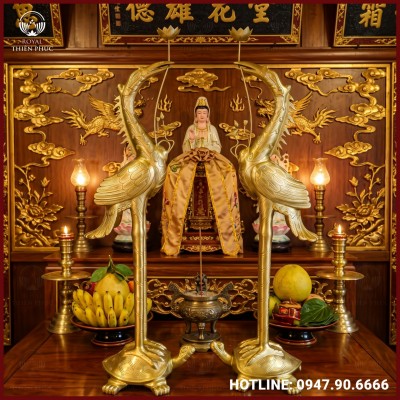 Đôi hạc thờ bằng đồng catut