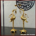 Đôi hạc thờ bằng đồng đỏ dát vàng cao 60cm