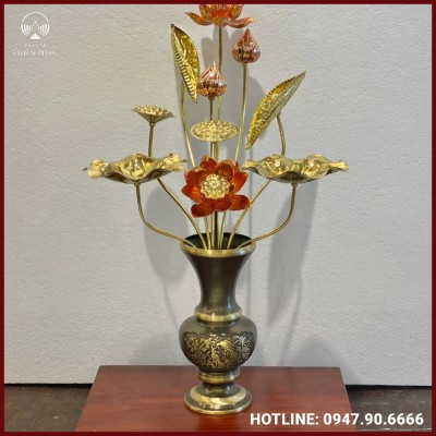 Bó hoa sen đồng thờ cúng làm màu cao cấp