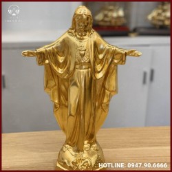 Tượng Chúa dang tay bằng đồng dát vàng 9999