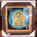 Tranh Phật Adida bằng đồng vàng khung vuông 49cm
