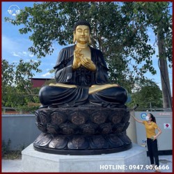 Tượng Phật A Di Đà bằng đồng đỏ làm màu cỡ lớn