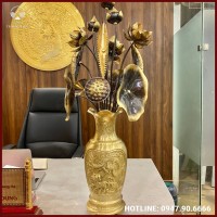Hoa sen thờ bằng đồng cổ điển 