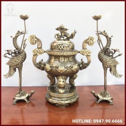 Bộ tam sự hạc đồng vàng hai công nghệ tinh xảo