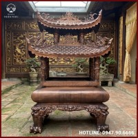Lư hương đồng mái đình cỡ lớn đồng đỏ làm màu cổ kính