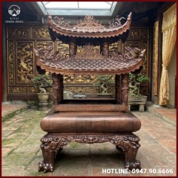 Lư hương đồng mái đình cỡ lớn đồng đỏ làm màu cổ kính