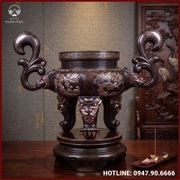Lư hương tứ quý đồng đỏ cạo màu