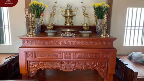 Hoàn thiện và bàn giao bộ đồ thờ bằng đồng catut cao 60cm và bàn thờ kích thước 1m97x1m33x1m17