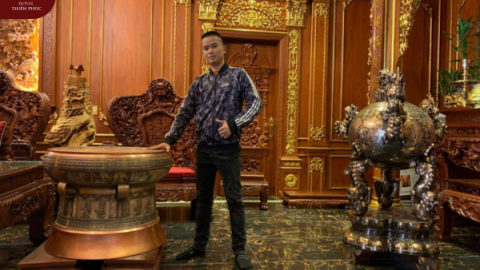 Bàn giao trống đồng đỏ đường kính 80cm và đỉnh cầu 1m5 cho khách hàng tại Bắc Giang