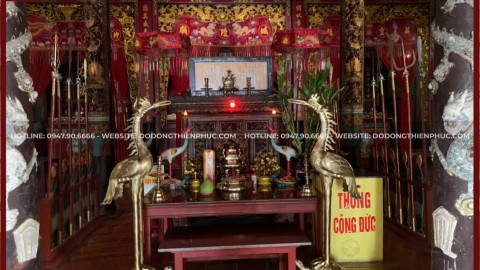 Bàn giao đôi hạc catut 1m7 tại đình làng Long Đức - Trà Vinh