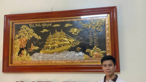 Lắp đặt tranh thuận buồm xuôi gió tam khí 2m3x1m2 cho khách tại Hà Nội