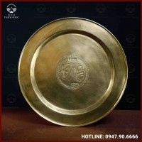 Mâm đồng vàng chữ Đức đường kính 60cm nặng 3,1kg