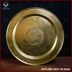 Mâm đồng vàng chữ Tâm đường kính 60cm nặng 3,1kg