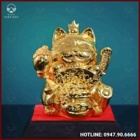 Tượng Ngọc Linh Miêu đồng vàng mạ vàng kích thước 18x14cm nặng 5,4kg