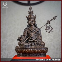 Tượng Liên Hoa Sanh đồng vàng hun đen 30cm x 20cm