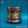 Bát hương hoa sen đồng khảm ngũ sắc 18cm