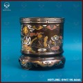 Bát hương hoa sen đồng khảm ngũ sắc 18cm