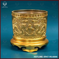 Bát hương đồng vàng mạ vàng 18cm