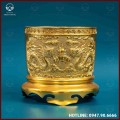 Bát hương đồng vàng mạ vàng 18cm