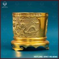 Bát hương đồng vàng mạ vàng 18cm