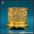 Bát hương đồng vàng mạ vàng 18cm