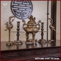 Bộ ngũ sự đồng đỏ khảm tam khí thường dát điểm vàng 60cm