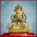 Tôn tượng Quan Âm Tứ Thủ đồng Đài Loan 21,5cm