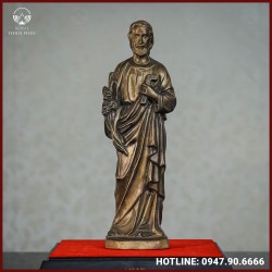 Tượng Chúa Giuse cầm hoa huệ đồng vàng cao 30cm