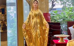 Đồ đồng Thiên Phúc chế tác tượng Đức Mẹ đồng dát vàng cao 70cm