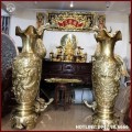 Đôi lọ lộc bình rồng phượng bằng đồng catut cao 1m5
