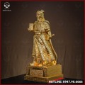 Tượng Trần Hưng Đạo đồng đỏ áo giáp cày nổi dát vàng 50cm