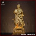 Tượng Trần Hưng Đạo đồng đỏ áo giáp cày nổi dát vàng 50cm