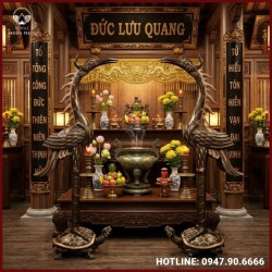 Bộ hạc thờ cỡ lớn trang nghiêm bằng đồng đỏ cao 1m9