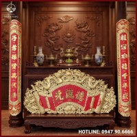 Bộ cuốn thư câu đối Đức Lưu Quang bằng đồng