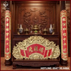 Bộ cuốn thư câu đối Đức Lưu Quang bằng đồng