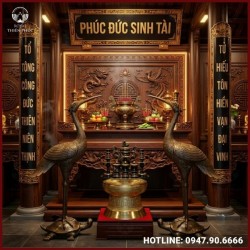 Bộ hạc thờ bằng đồng đỏ cỡ lớn nổi bật