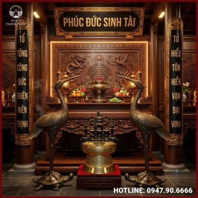 Bộ hạc thờ bằng đồng đỏ cỡ lớn nổi bật