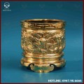Bát hương đồng đỏ mạ vàng tĩnh điện 16cm