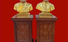 Đồ đồng Thiên Phúc hoàn thiện tượng truyền thần bằng đồng dát vàng vẽ phấn diện 48cm