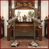 Đôi hạc đồng thờ cúng bằng đồng đỏ cao 1m8