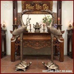 Đôi hạc đồng thờ cúng bằng đồng đỏ cao 1m8