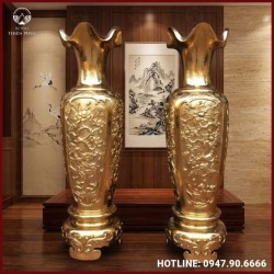 Lọ lục bình bằng đồng vàng catut cao 1m47