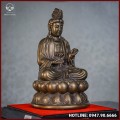 Tượng Phật Đại Thế Chí đồng vàng hun cao 27cm