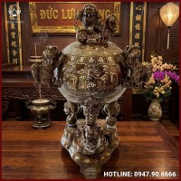 Đỉnh thất lân vờn cầu bằng đồng tinh xảo