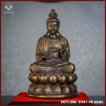 Tượng Phật Đại Thế Chí đồng vàng hun cao 27cm