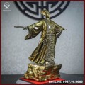 Tượng Khổng Minh đồng vàng cao 45cm