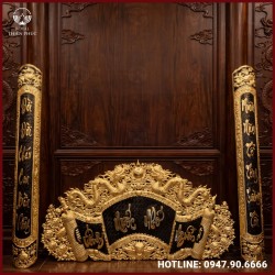 Cuốn thư câu đối Uống Nước Nhớ Nguồn bằng đồng vàng 1m55