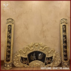 Cuốn thư câu đối “Uống Nước Nhớ Nguồn” bằng đồng vàng 