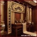 Bộ hoành phi câu đối đồng vàng giả cổ 1m97 tinh xảo
